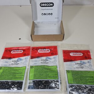 (one pack open) Oregon 3-Pack Chainsaw Chain 3/8" LP Pitch, .050" (1.3 mm) Gauge for 16" (40cm) Bar, 57 Drive Links – Low-kickback Chainsaw Chain, Fits Titan, Ryobi, Hawksmoor, Ferrex and more