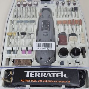 Terratek Corded Rotary Tool 234Pc Accessory Set, 135W Variable Speed 8000-33000RPM, Ideal for DIY Projects, Woodwork, Hobby Craft & Dremel Multi Tool Compatible with Carry Case Included