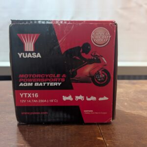 Yuasa YTX16-BS 12V 230 CCA Maintece Free VRLA Motorbike Battery, Black
