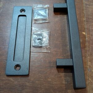 EaseLife 12" Sliding Barn Door Handles and Pulls,Double Sided Hardware Set,Heavy Duty,Square,Rustic,Matte Black Powder Coated Finish,Easy Install