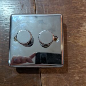 AET CPC2GDIM4 Polished Chrome Classical 400W-10 Amp Double 2 Gang 2 Way 400W Light Dimmer Switch, 400 W