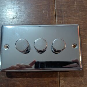 AET CPC3GDIM4 Polished Chrome Classical 400W-10 Amp Triple 3 Gang 2 Way 400W Light Dimmer Switch