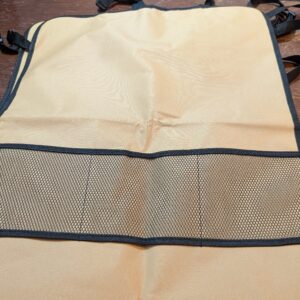 Lusso Gear Heavy Duty Kick Mats (2 Pk) - Back Seat Protector, Sag Proof, Waterproof, Car Back Seat Cover for Kids Who Make Big Messes, 3 Reinforced Storage Pockets, Premium Oxford Fabric (Tan)