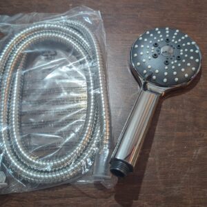 YEAUPE PRO Shower Head and Hose,1.6M Stainless Hose,High Pressure,6 Modes,Round Large (Φ100mm),Powerful Flow,Universal Handheld Bathroom Electric Showerheads,G1/2,Black