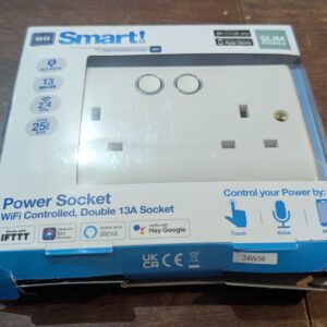 BG Electrical Double Switched Power Wall Plug Socket with Smart Home Control, Touch, Voice or App Control, Timer Function, Security Options, Round Edge, Nexus 800 Series, White Moulded, 13A, 822/HC