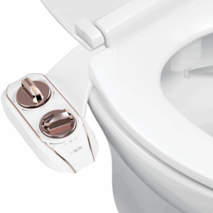 Luxe Bidet NEO 185 Plus – Next-Generation Mechanical Bidet Toilet Seat Attachment with Innovative EZ-Lift Hinges, Dual Nozzles, and 360° Self-Cleaning Mode (Rose Gold)