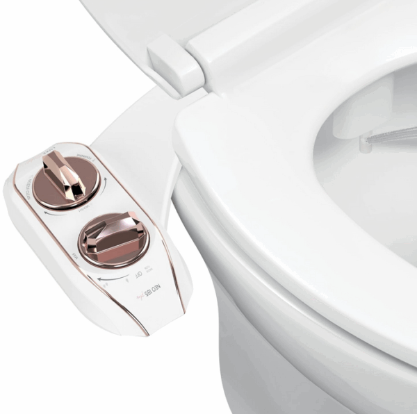 Luxe Bidet NEO 185 Plus – Next-Generation Mechanical Bidet Toilet Seat Attachment with Innovative EZ-Lift Hinges, Dual Nozzles, and 360° Self-Cleaning Mode (Rose Gold)