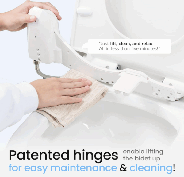 Luxe Bidet NEO 185 Plus – Next-Generation Mechanical Bidet Toilet Seat Attachment with Innovative EZ-Lift Hinges, Dual Nozzles, and 360° Self-Cleaning Mode (Rose Gold) - Image 6