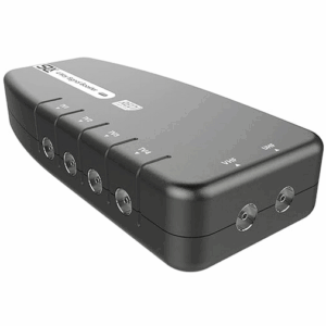 SLx TV Signal Booster Aerial Amplifier, 4 Way Signal Distribution Amplifier with Coax Connections, 4G & 5G Filtering, Indoor TV Aerial, HD & 4K TV/FM/DAB & Freeview, Variable Gain Control