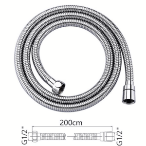 GRIFEMA G851-20 Universal Shower Hose, Flexible Pipe Tube, 200 cm, Stainless Silver [Amazon Exclusive]