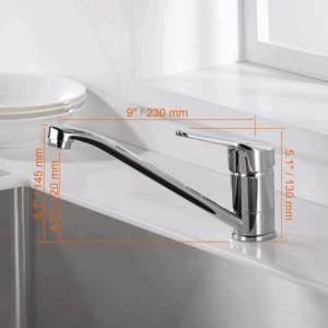 IBERGRIF M14450-98 Low Pressure Kitchen Sink Mixer Tap, Caravan Tap, Single Handle 360° Swivel, Brass Chrome