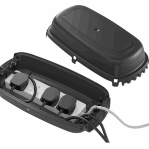 D-Line Weatherproof Electrical Box, Outdoor Extension Socket Box, IP54, 2x Entry and Exit Sections for Ease of Use - Black