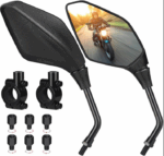 Motorcycle Mirrors Set,7/8 inches 22mm Handlebar clamps,Universal Motorbike Mirrors with Extra M8 M10 Threaded Boltsfor ATV/Scooter/Cruiser/Bike (rhombus)