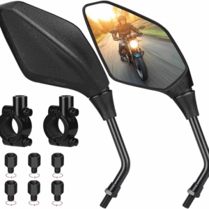 Motorcycle Mirrors Set,7/8 inches 22mm Handlebar clamps,Universal Motorbike Mirrors with Extra M8 M10 Threaded Boltsfor ATV/Scooter/Cruiser/Bike (rhombus)
