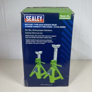 Sealey Ratchet Type Axle Stands (Pair) 2 Tonne Capacity per Stand - Hi-Vis Green - VS2002HV