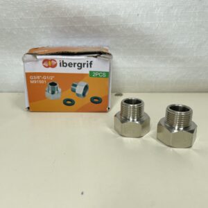 Ibergrif M91501 UK Compression Adaptors Connector from G3/8 Inch to G1/2 Inch, Metal, Chrome, 1 Pair