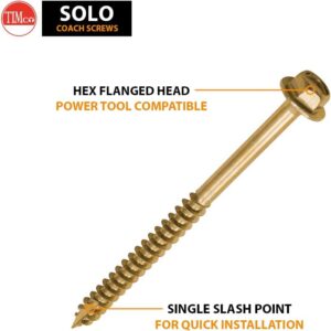 TIMCO Advanced Coach Screw | Hex Flange Head | Slash Point | Yellow | 6.0 x 50 | Box of 100 (650SCSY)