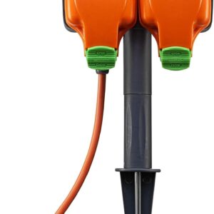 Masterplug IPGS15/2-MS Weatherproof Outdoor Inline Double Socket Garden Spike with 15 Metre Extension Lead, IP54 Rated