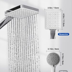 Newentor High Pressure Shower Head, Universal with 6 Settings Spray Mode, Chrome