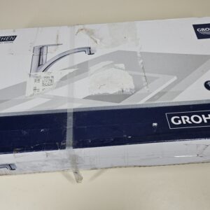 (missing fittings) GROHE QUICKFIX Start - Kitchen Sink Mixer Tap (Low Spout with 140° Swivel Area, 35 mm Ceramic Cartridge, 1 Hole Easy to Install, Min. Recommended Pressure 1.0 bar, Tails 3/8 Inch), Chrome, 30530002