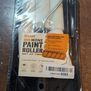 RAULDE 7 Pieces Mini Paint Roller Set - Includes a Paint Tray, Mini Rollers & Sleeves - Roller Set for Painting Walls, Edges & Ceilings