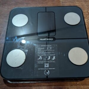 Healthkeep Body Fat Scale with Large VA Display, 15 Body Datas with Heart Rate, Smart Weight Scale Compatible with iOS & Android, Max 400lb/180kg/28st, 28cm, Navy Blue