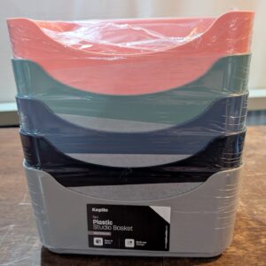 KEPLIN Plastic Studio Basket - Container Boxes for Storage Organising in Home or Office - Suitable for Shelfs Drawers Laundry Cupboard (Multicolour, 5 Pack)