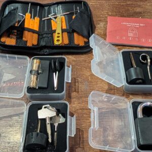Eventronic Lock Picking Set, 30-Piece Lock Pick Set with 4 Transparent Training Locks and Manual and Zip Case for Lockpicking, Extractor Tool for Beginner and Locksmith Training(Orange)