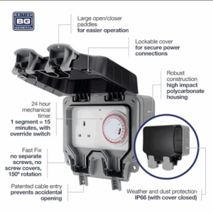 BG Nexus Storm Weatherproof Timer Controlled Socket WP23TM24
