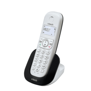 VTech CS1500 Dual-Charging DECT Cordless Phone with Call Block, Caller ID/Call Waiting, Handsfree Speakerphone, Backlit Display and Keypad, White