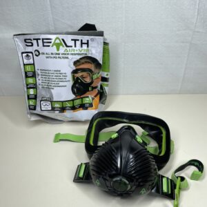 Stealth Air+Vis Respirator Dust Mask with 99.99% Filtration Twin HEPAC® Replaceable Filter, Full Face Mask Built with Straps for Comfort, Impact Resistant Visor for Maximum Safety and Durability