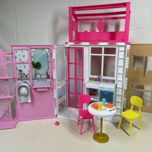 Barbie Dollhouse Playset with Barbie Doll & House with 2 Levels & 4 Play Areas, Fully Furnished, with Pet Puppy & Accessories, Gift for Kids 3 Years Old and Up, HHY40 - MISSING DOLL