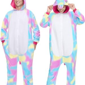 Spooktacular Creations Unisex Adult jumpsuit Plush jumpsuit Unicorn Animal Costume (XL)