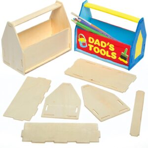 Baker Ross AG798 Wooden Toolbox Desk Tidy Craft Kits for Children to Assemble Decorate and Give as (Pack of 3), 15cm x 12cm x 7.4cm