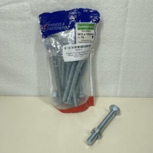ForgeFix Carriage Bolts | M10 x 100mm | Zinc Plated | Bag 10