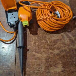 Masterplug IPGS15/2-MS Weatherproof Outdoor Inline Double Socket Garden Spike with 15 Metre Extension Lead, IP54 Rated