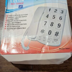 TEL UK New Yorker Big Button Corded Telephone - Black