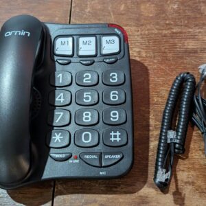 Ornin S016 Big Button Corded Telephone with Speaker , Hearing Aid Compatible for Seniors (Black)