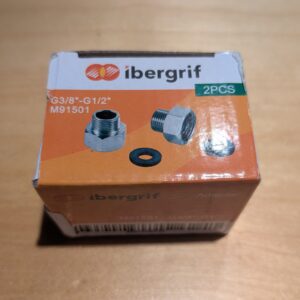 Ibergrif M91501 UK Compression Adaptors Connector from G3/8 Inch to G1/2 Inch, Metal, Chrome, 1 Pair