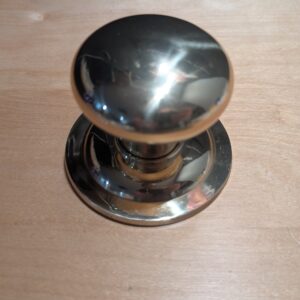MICEL - 10009 - Smooth knob for Entrance Doors, Round, Polished Brass Finish, knob Attached to The Plate, Diameter ø 70 mm