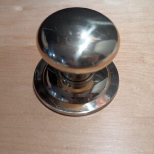 MICEL - 10009 - Smooth knob for Entrance Doors, Round, Polished Brass Finish, knob Attached to The Plate, Diameter ø 70 mm