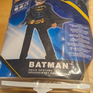 Rubies Official Batman Black Deluxe Child's Costume, Superhero Fancy Dress, Child's Size Large Age 7-8, 128 cm Halloween