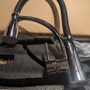 Rozin Chrome LED Kitchen Tap Pull Down Spray 360 Degree Rotation Spout Black Hose Single Handle Cold and Hot Water Brass Tap