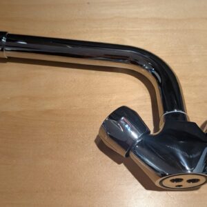 JASSFERRY Monobloc Kitchen Mixer Tap Mono Sink Basin Faucet Quarter Turn Knob Handles with Swivel Spout Chrome