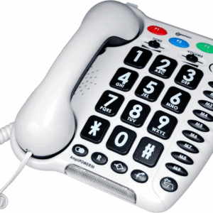 Geemarc AMPLIPOWER 50 - Amplified Extra Loud 60 dB Big Button Corded Telephone with Memory Buttons- Specialized for Hearing Impaired- White Colour- UK Version