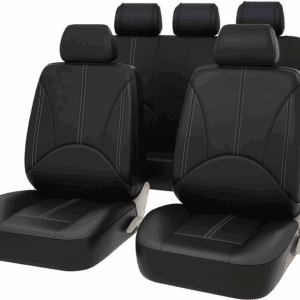 AUTO HIGH 11-Pieces Car Seat Covers Full Set - Premium PU Leather Automotive Front and Back Seat Protectors - Fits Most Car Truck Van SUV, Black #1