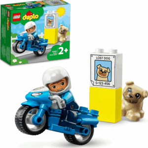 LEGO 10967 DUPLO Town Rescue Police Motorcycle Toy for Toddlers, Boys & Girls 2 Plus Years Old, with Police Officer and Dog Figure, Early Development Toys