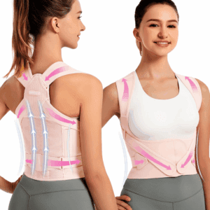 SHAPERKY Posture Corrector for Women for Support: Back Brace for Full Back Support (L)- Adjustable Shoulder Straightener for Women and Men (Pink, L)