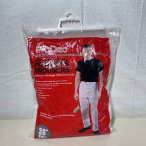 ProDec 100% Cotton Drill, Multi-Pocket White Painter's Trousers, 36" Waist