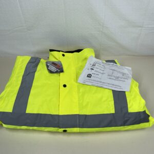 Blackrock Yellow Hi Vis Waterproof Bomber Jacket Men's & Women's - Reflective Hi-Vis Jacket, High Viz Visibility Warm Safety Security Work Wear, Taped Seams & Fleece Lined Collar - Size Large